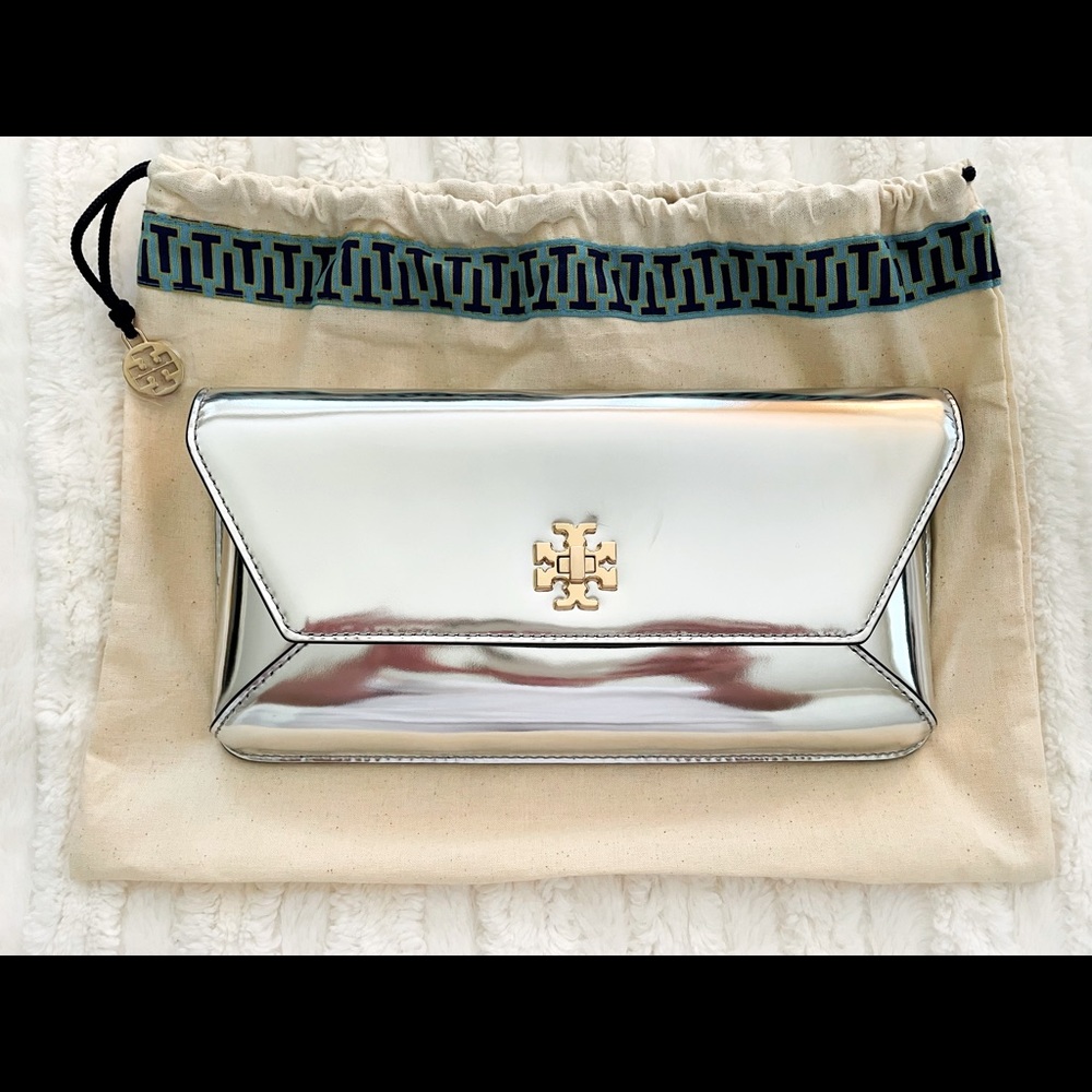 Tory Burch Silver Clutch Handbag